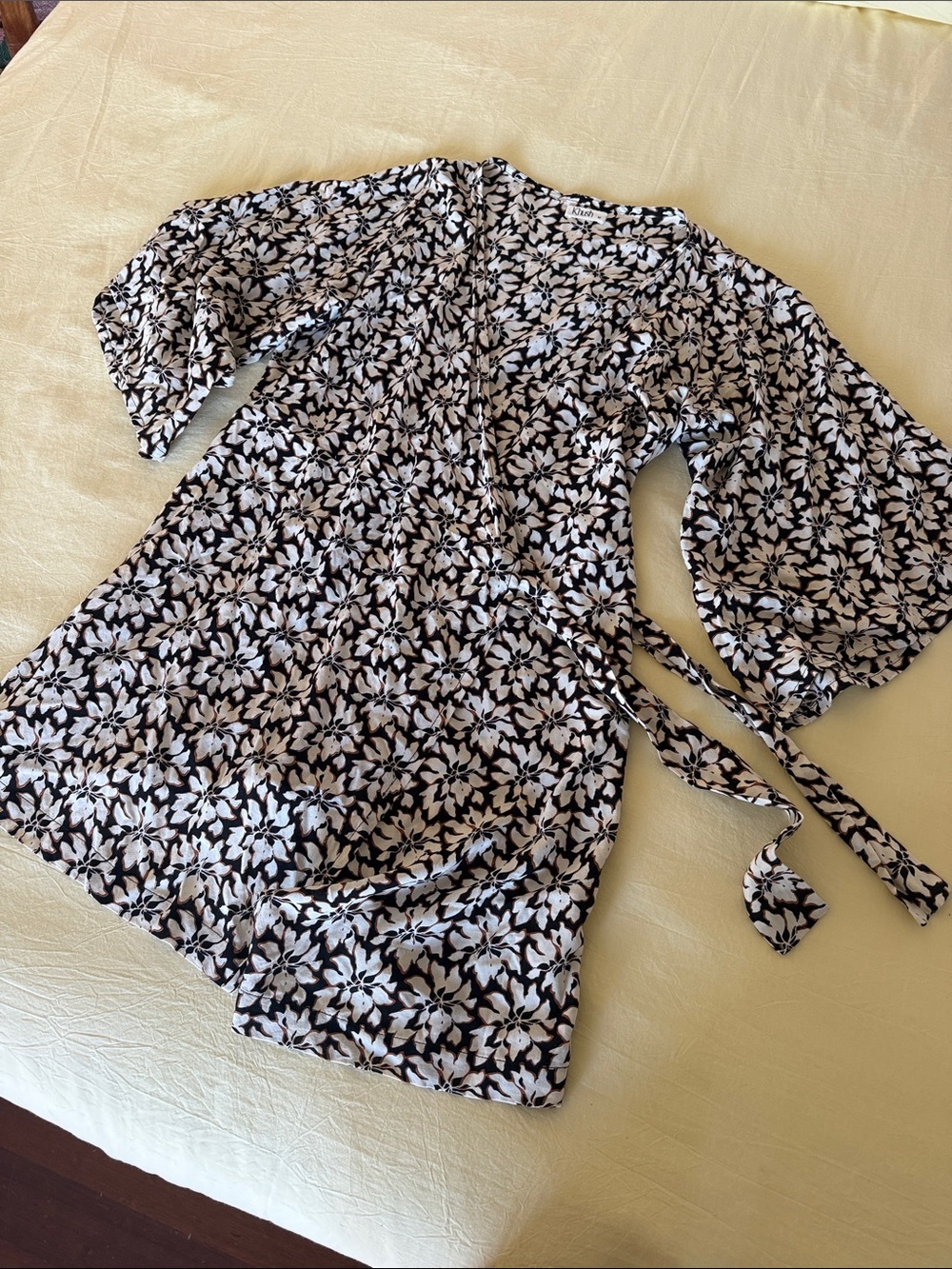 Black & White Floral Wrap Dress